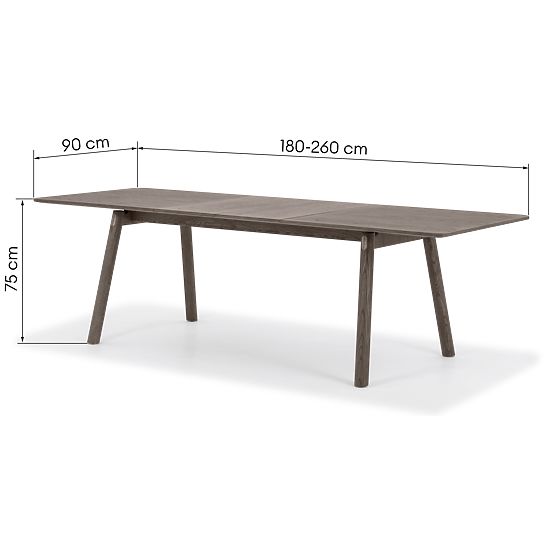 Ausziehbarer Tisch Selvoni 180-260 cm, massive Eiche, Furnier, Espresso