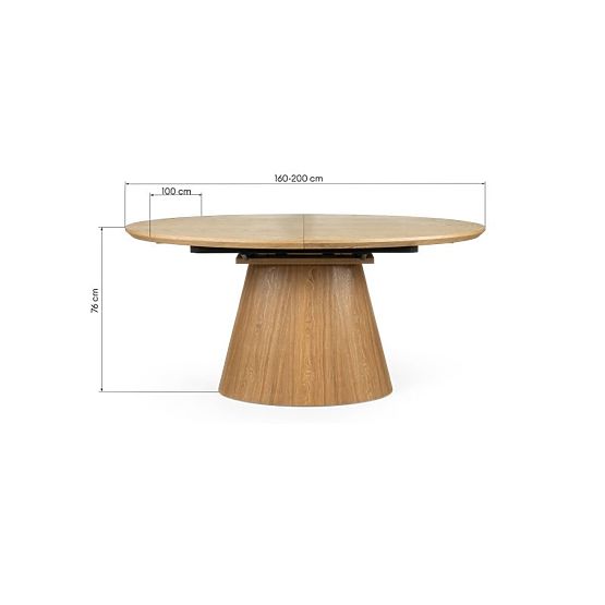 Ausziehbarer Tisch Solan 160-200 cm, oval, natur