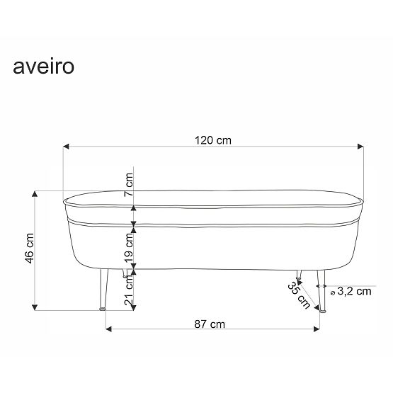 AVEIRO Bank mit Stauraum, creme