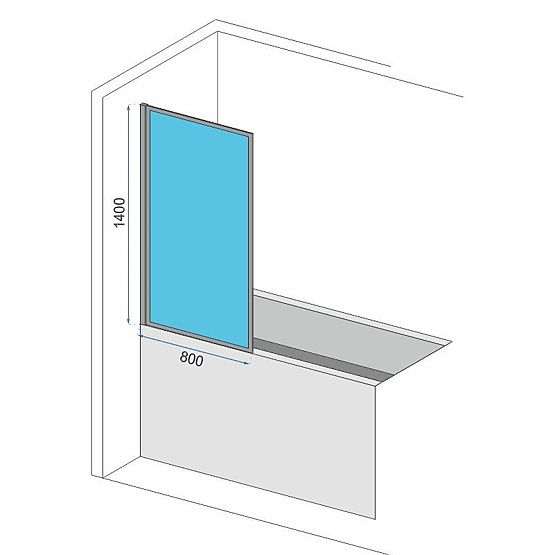 Badewannenabtrennung Rea Lagos-1 Fix Ständig 80 Schwarz Black
