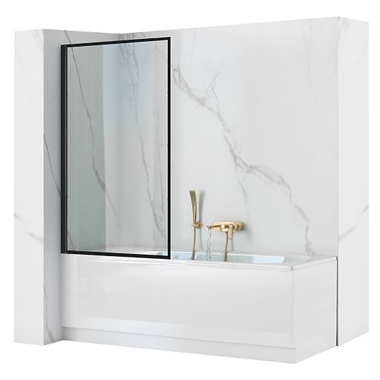 Badewannenabtrennung Rea Lagos Fix Stálá 70 Schwarz Black