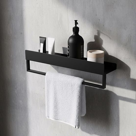 Badezimmerablage für die Badewanne SF01 45cm Schwarz Matt