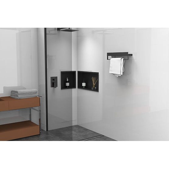 Badezimmerablage für die Badewanne SF01 45cm Schwarz Matt