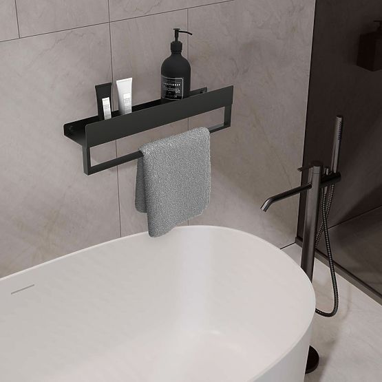 Badezimmerablage für die Badewanne SF01 45cm Schwarz Matt