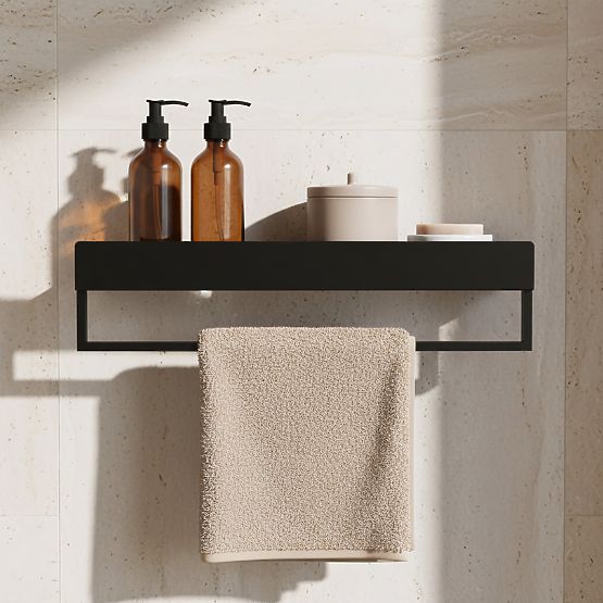 Badezimmerablage für die Badewanne SF01 45cm Schwarz Matt