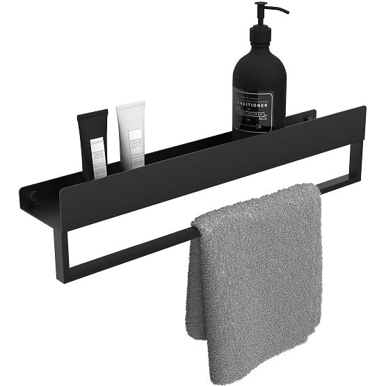 Badezimmerablage für die Badewanne SF01 60 cm schwarz matt