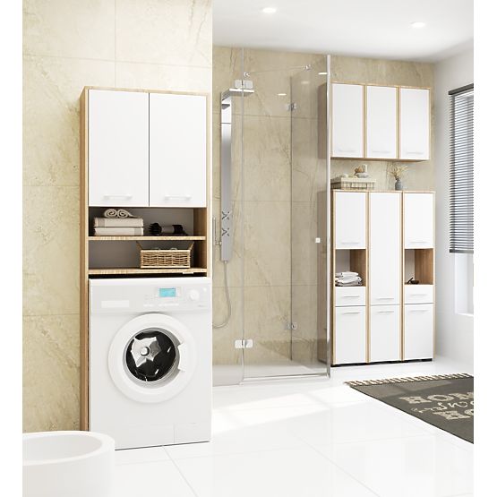 BADEZIMMERREGAL FIN SÄULE 2D WASCHMASCHINE SONOMA - WEISS