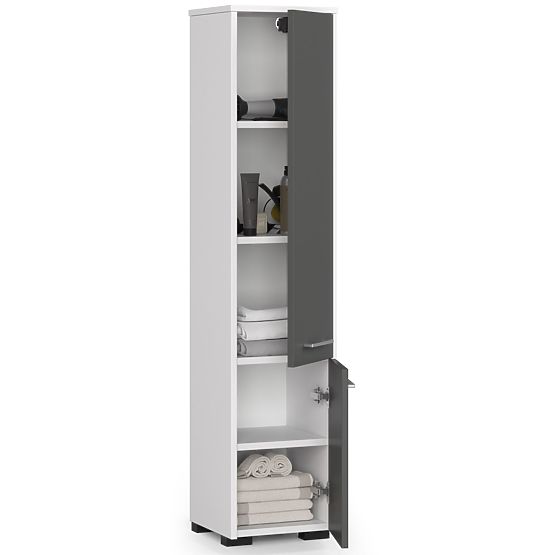 BADEZIMMERREGAL FIN SÄULE 30 2D 140cm WEISS / GRAU
