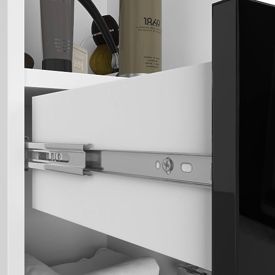 BADEZIMMERREGAL FIN SÄULE 30 2D 1SZ 1W 140cm PK SCHWARZ GLANZ