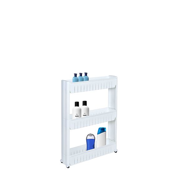 Badezimmerregale auf Rollen weiß 3 Ebenen Leira