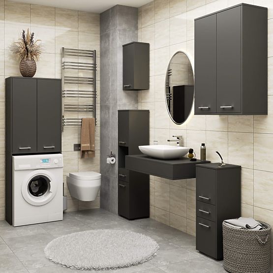 BADEZIMMERSCHRANK FIN 180 SÄULE WASCHMASCHINE VOLLE 2D - GRAU