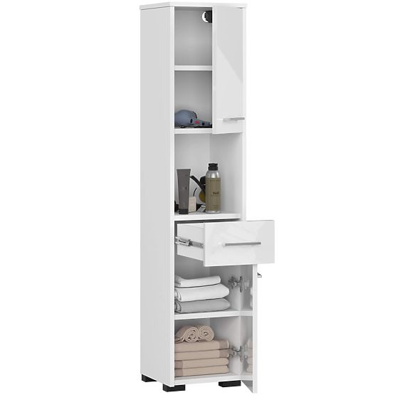 BADEZIMMERSCHRANK FIN 2D 1SZ 1W PK WEISS / WEISS GLANZ