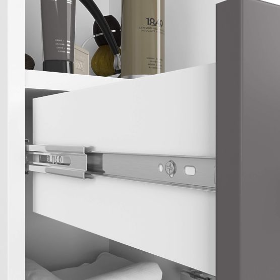 BADEZIMMERSCHRANK FIN HOCHSCHRANK 30 2D 1SZ 1W 140cm PK WEISS / GRAU