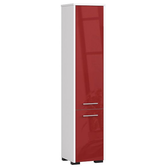 BADEZIMMERSCHRANK FIN HOCHSCHRANK 30 2T 140cm ROT HOCHGLANZ