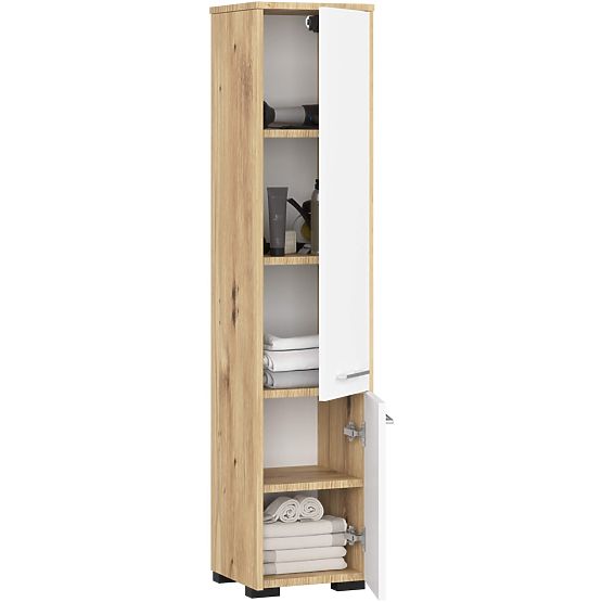BADEZIMMERSCHRANK FIN SÄULE 30 2D 140cm ARTISAN / WEISS