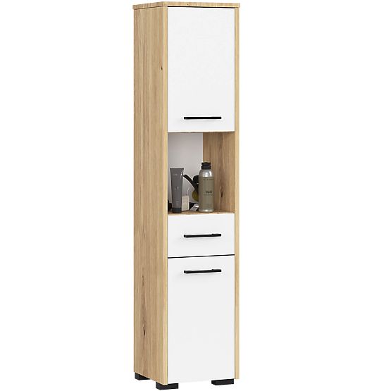 BADEZIMMERSCHRANK FIN SÄULE 30 2D 1SZ 1W 140cm PK ARTISAN / WEISS