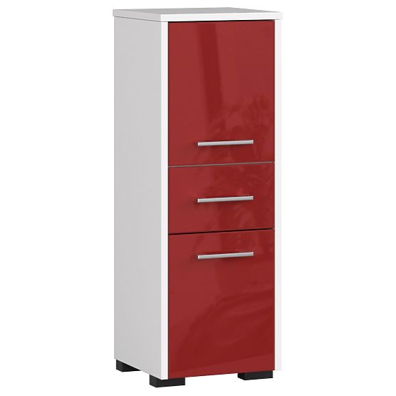 BADEZIMMERSCHRANK FIN SÄULE 30 2D 1SZ 85cm PK ROTER GLANZ