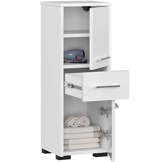 BADEZIMMERSCHRANK FIN SÄULE 30 2D 1SZ 85cm PK WEISS GLANZ