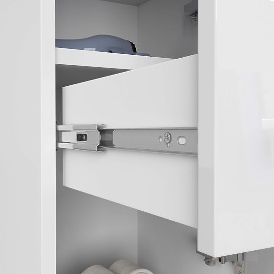 BADEZIMMERSCHRANK FIN SÄULE 30 2D 1SZ 85cm PK WEISS GLANZ