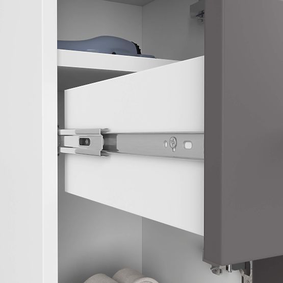 BADEZIMMERSCHRANK FIN SÄULE 30 2D 1SZ 85cm PK WEISS / GRAU