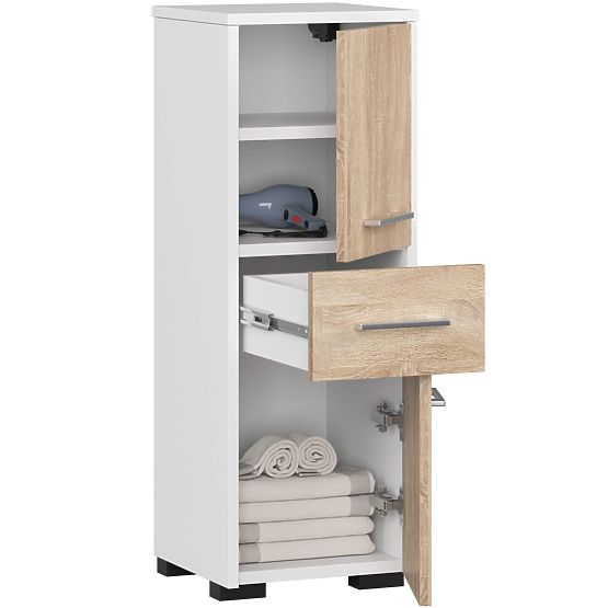 BADEZIMMERSCHRANK FIN SÄULE 30 2D 1SZ 85cm PK WEISS / SONOMA