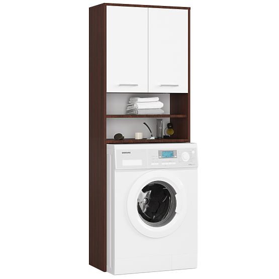 BADEZIMMERSCHRANK FIN ÜBER DER WASCHMASCHINE WENGE / WEISS