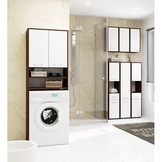 BADEZIMMERSCHRANK FIN ÜBER DER WASCHMASCHINE WENGE / WEISS