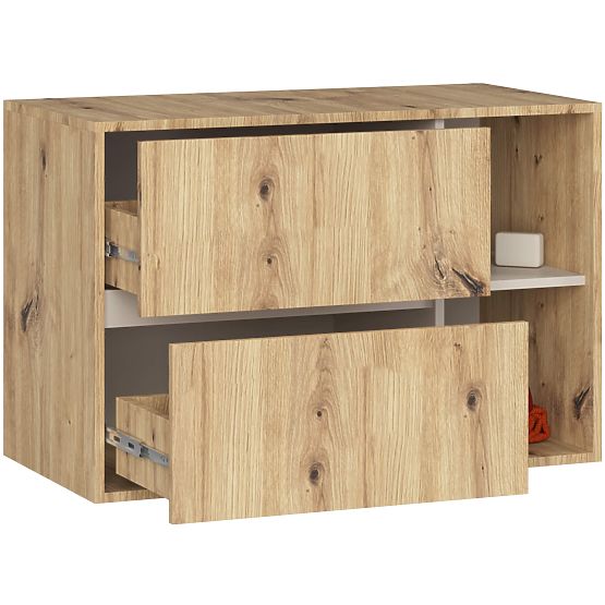 BADEZIMMERSCHRANK FÜR WASCHBECKEN VAMI W90 2SZ 2P PK EICHE ARTISAN / KASCHMIR