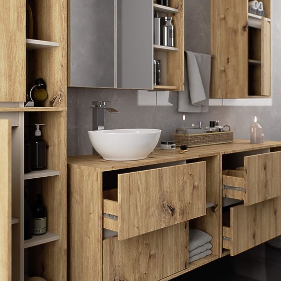 BADEZIMMERSCHRANK UNTER DEM WASCHBECKEN VAMI W90 2SZ 2P EICHE ARTISAN / KASCHMIR