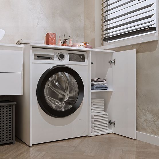 Badezimmerschrank für Waschmaschine mit Türen POLA NP 1D WEISS 2 Regale