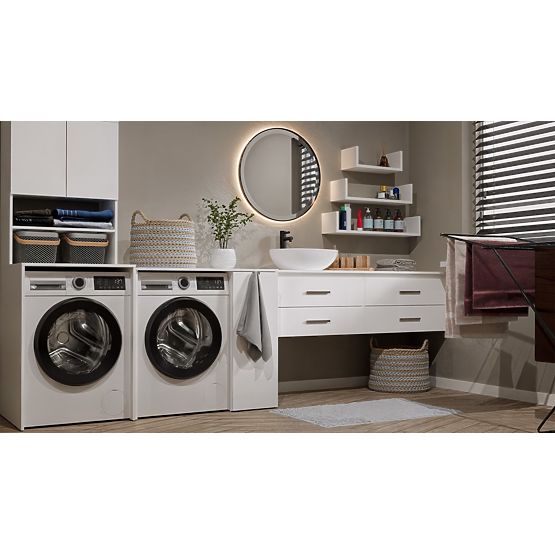 Badezimmerschrank für Waschmaschine mit Türen POLA NP 1D WEISS 2 Regale