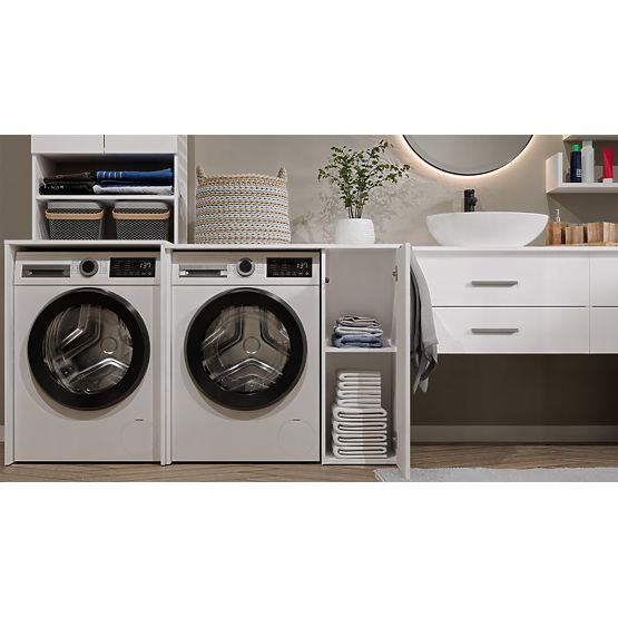 Badezimmerschrank für Waschmaschine mit Türen POLA NP 1D WEISS 2 Regale