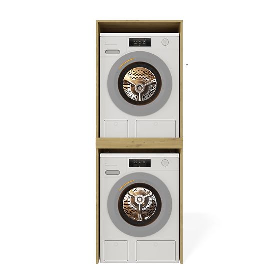 Badezimmerschrank für Waschmaschine und Trockner POLA TWIN Regal Säule EICHE ARTISAN