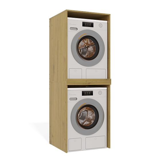 Badezimmerschrank für Waschmaschine und Trockner POLA TWIN Regal Säule EICHE ARTISAN