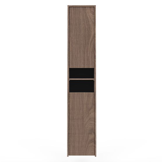 Badezimmerschrank, hoher Schrank Pezzo Walnuss, geriffelt
