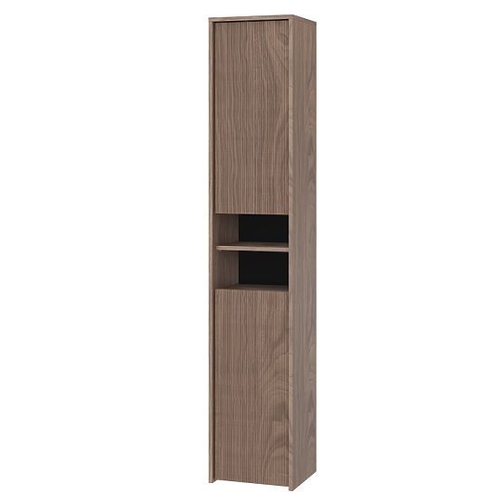 Badezimmerschrank, hoher Schrank Pezzo Walnuss, geriffelt