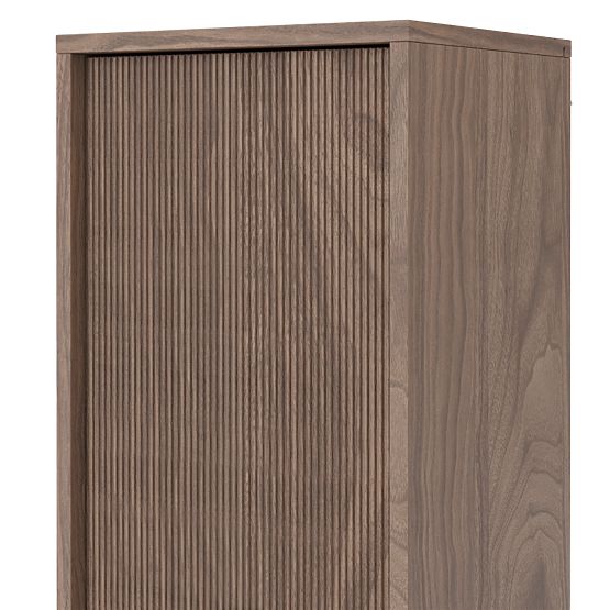 Badezimmerschrank, hoher Schrank Pezzo Walnuss, geriffelt