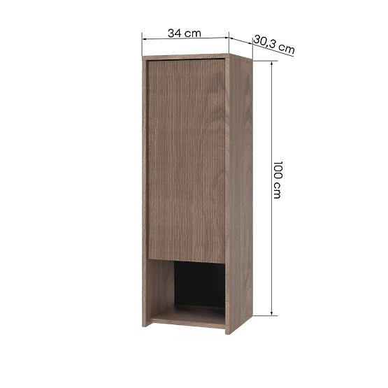 Badezimmerschrank, niedrige Säule Pezzo Walnuss, gerillt