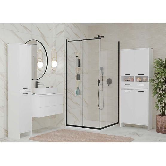 Badezimmerschrank NINA 1K WEISS 1 Wäschekorb Regal Badezimmerhochschrank