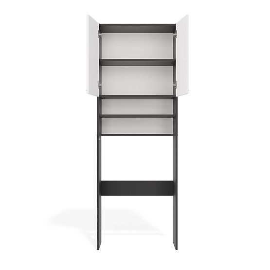 Badezimmerschrank über der Waschmaschine POLA DK ANTHRAZIT WEISS Regal Säule 180X64X30