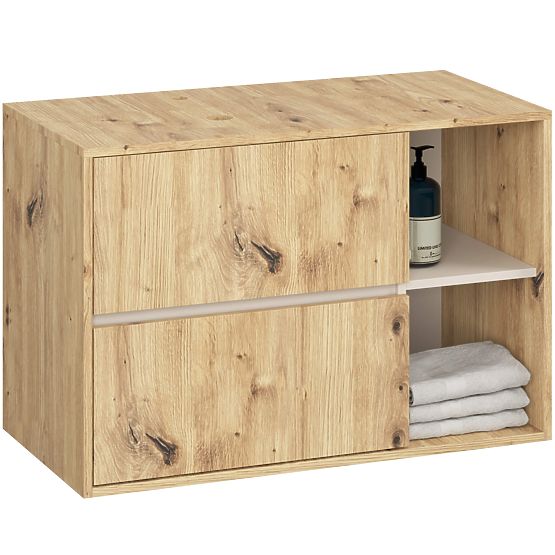 BADEZIMMERSCHRANK UNTER DEM WASCHBECKEN MIT LÖCHERN VAMI W90 UM 2SZ 2P EICHE ARTISAN / KASCHMIR
