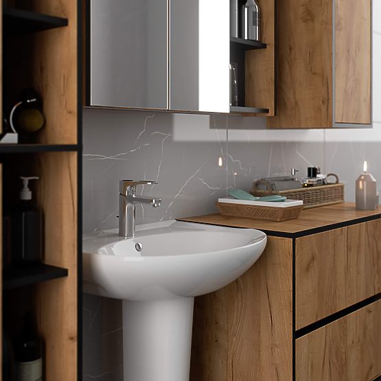 BADEZIMMERSCHRANK UNTER DEM WASCHBECKEN VAMI W90 2SZ 2P EICHE CRAFT / SCHWARZ