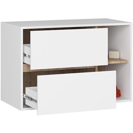 BADEZIMMERSCHRANK UNTER DEM WASCHBECKEN VAMI W90 2SZ 2P WEISS / EICHE SONOMA