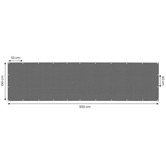 Balkonblende mit Beschlägen 150x500 cm Sichtschutznetz + Installationszubehör grau MultiGarden
