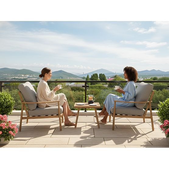 Balkonmöbel aus Aluminium (2 Sessel + Tisch) SERANO