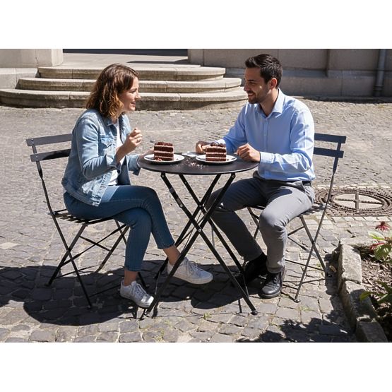 Balkonmöbel-Set (2 x Klappstuhl + Tisch) SEMPLICI Stahl Schwarz