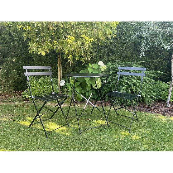 Balkonmöbel-Set (2 x Klappstuhl + Tisch) SEMPLICI Stahl Schwarz
