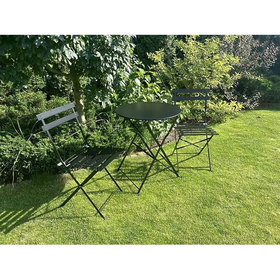 Balkonmöbel-Set (2 x Klappstuhl + Tisch) SEMPLICI Stahl Schwarz