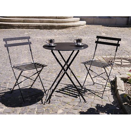 Balkonmöbel-Set (2 x Klappstuhl + Tisch) SEMPLICI Stahl Schwarz