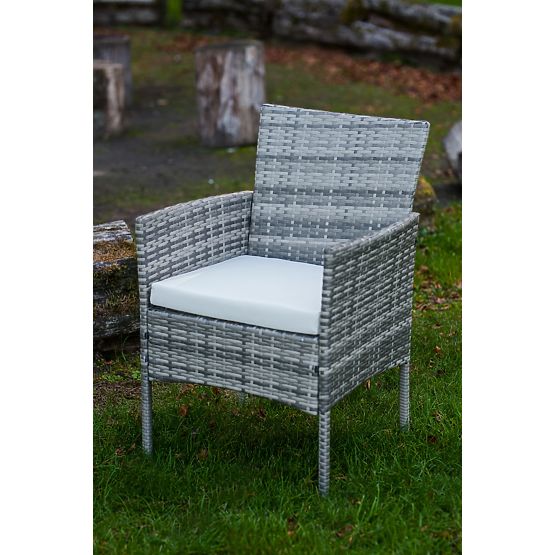 Balkonmöbel-Set (2 x Sessel + Tisch) SANO grauer Polyrattan
